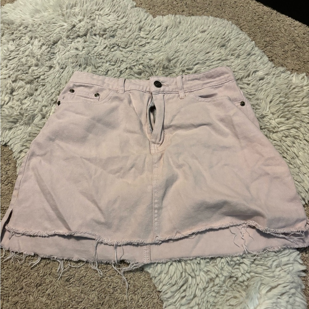 Sadie & Sage Light Pink Frayed Mini Skirt